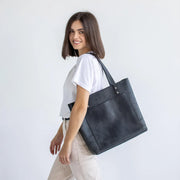 Leather Tote Bag | Pebbled Leather Shoulder Bag | Leather Handbag with Optional Outside Pocket Zipper Crossbody Strap | Personalization Bag (