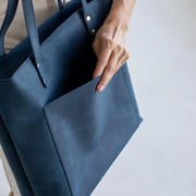 Leather Tote Bag | Pebbled Leather Shoulder Bag | Leather Handbag with Optional Outside Pocket Zipper Crossbody Strap | Personalization Bag (