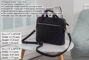 Black Leather Laptop Bag, Unisex Design Work Bag, Handmade Carry-all for Woman and Man, Gift Idea