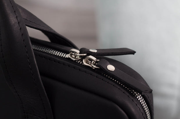 Black Leather Laptop Bag, Unisex Design Work Bag, Handmade Carry-all for Woman and Man, Gift Idea