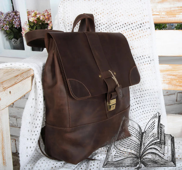 Brown Leather Laptop Backpack Women (13" & 15") | Stylish and Functional Bag