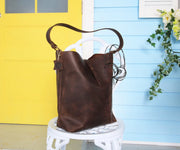 Leather hobo bucket bag purse / FREE personalization