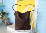Leather hobo bucket bag purse / FREE personalization