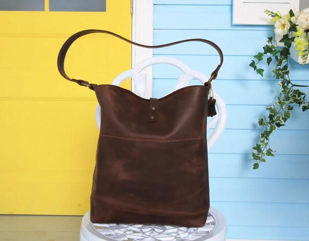 Leather hobo bucket bag purse / FREE personalization