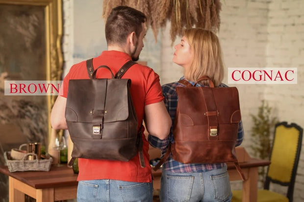 Brown Leather Laptop Backpack Women (13" & 15") | Stylish and Functional Bag