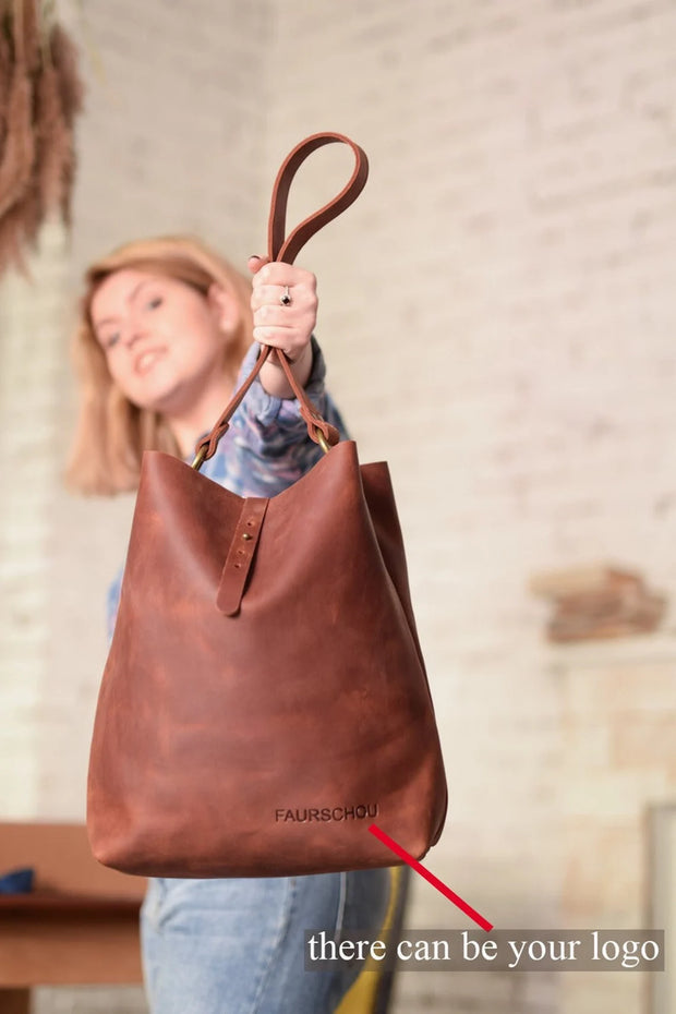 Leather hobo bucket bag purse / FREE personalization