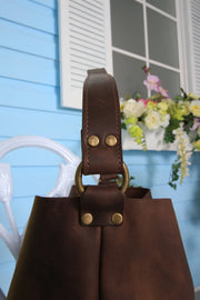 Leather hobo bucket bag purse / FREE personalization