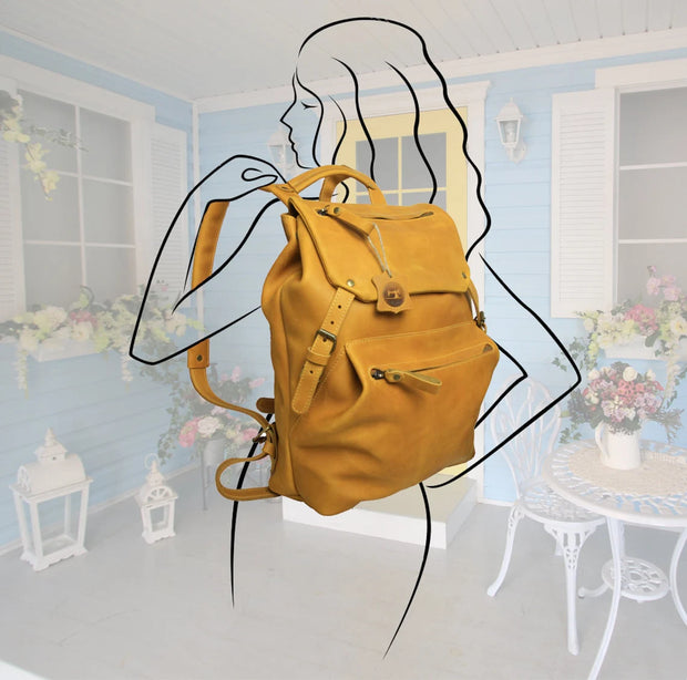 Handmade leather backpack for women/Travel backpack made with distressed genuine leather, Customizable sizes