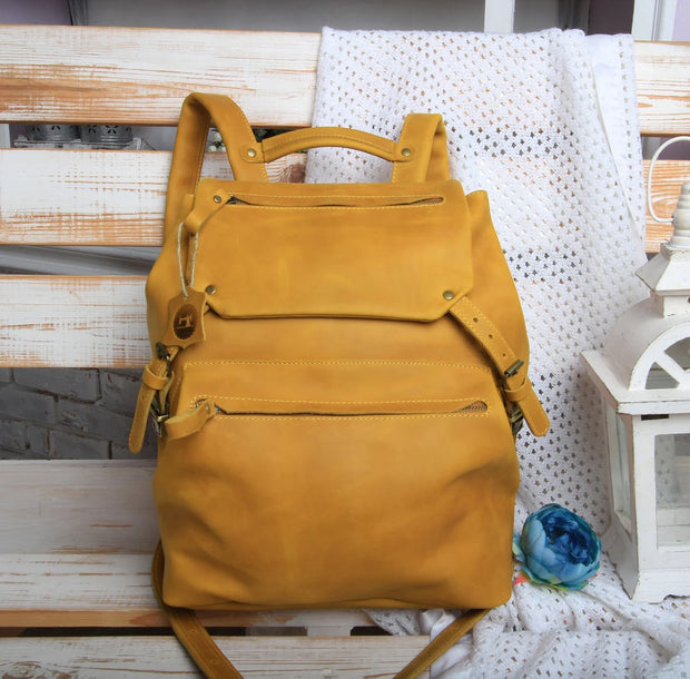 Handmade leather backpack for women/Travel backpack made with distressed genuine leather, Customizable sizes