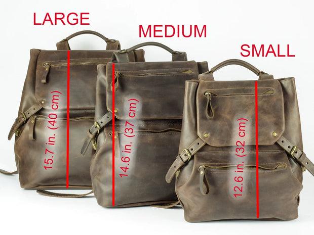 Handmade leather backpack for women/Travel backpack made with distressed genuine leather, Customizable sizes