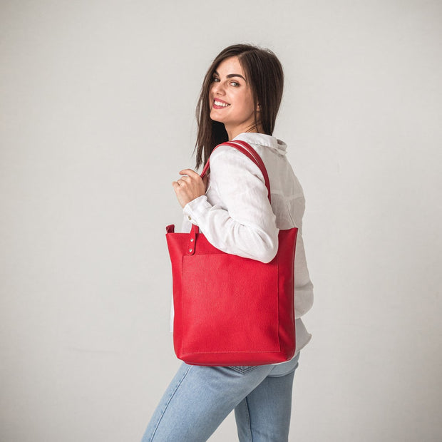 White Leather Tote Bag For Women • Leather Handbag • Leather Shoulder Bag • Womens Work Leather Bag • Leather Crossbody Bag • Custom Tote