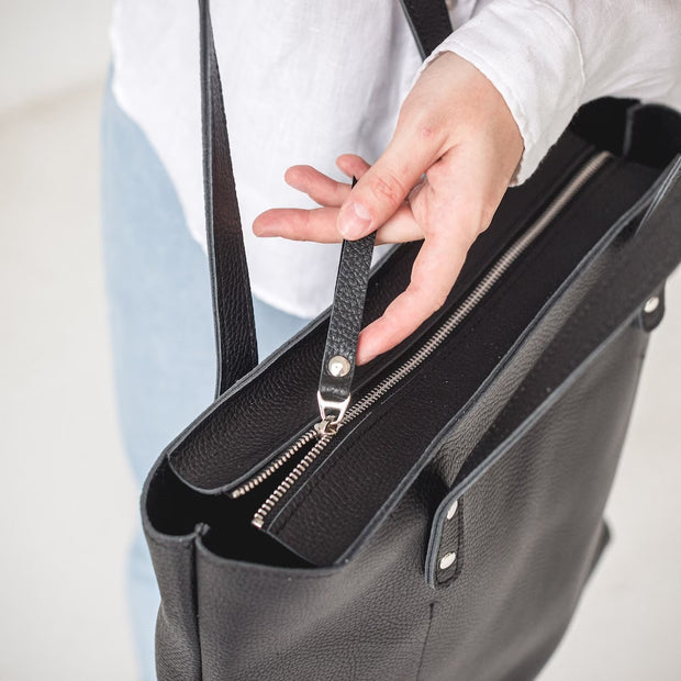 White Leather Tote Bag For Women • Leather Handbag • Leather Shoulder Bag • Womens Work Leather Bag • Leather Crossbody Bag • Custom Tote