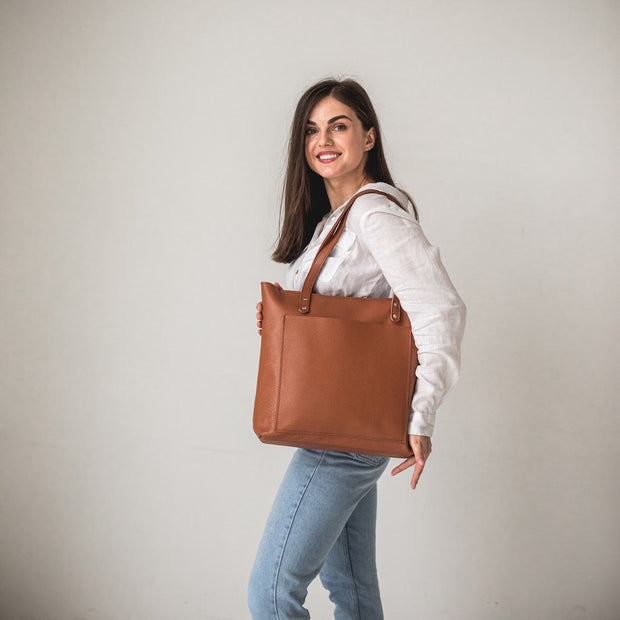 White Leather Tote Bag For Women • Leather Handbag • Leather Shoulder Bag • Womens Work Leather Bag • Leather Crossbody Bag • Custom Tote