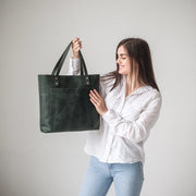 Leather Tote Bag | Pebbled Leather Shoulder Bag | Leather Handbag with Optional Outside Pocket Zipper Crossbody Strap | Personalization Bag