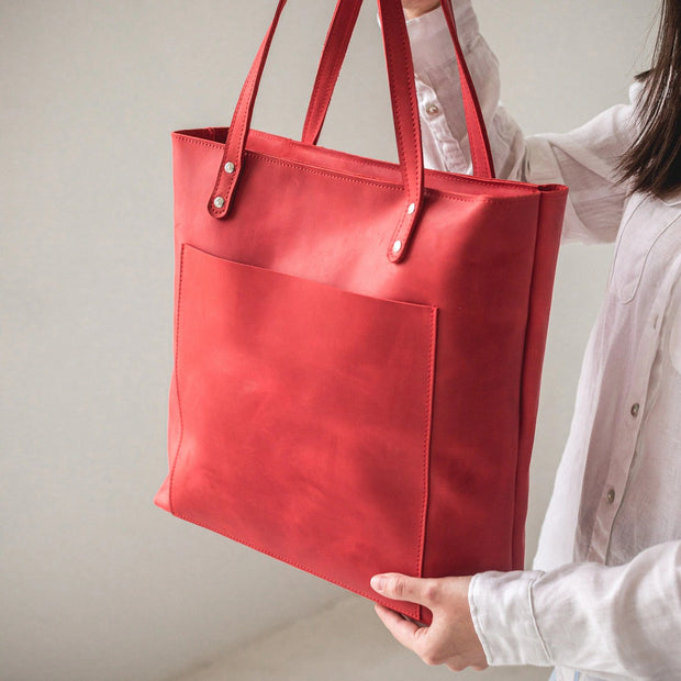 Leather Tote Bag | Handmade Tote Handbag | Zippered Tote | Leather Work Bag | Black Leather Tote Bag For Women | Large Shoulder Bag