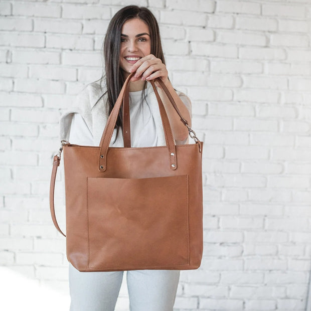 Leather Tote Bag | Handmade Tote Handbag | Zippered Tote | Leather Work Bag | Black Leather Tote Bag For Women | Large Shoulder Bag
