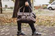 Duffle men's overnight bag, weekender bag for men, leather duffle bag, unisex bowling bag, carryon travel bag, leather handbag from stasukan