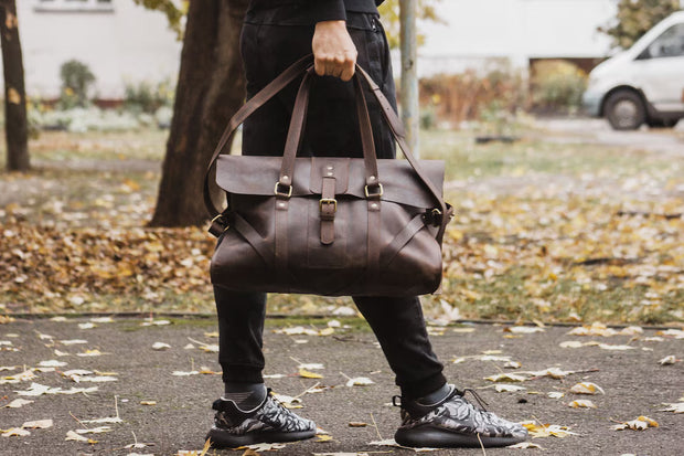 Duffle men's overnight bag, weekender bag for men, leather duffle bag, unisex bowling bag, carryon travel bag, leather handbag from stasukan