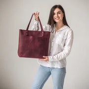 Leather Tote Bag • Personalized Tote with Zipper • Monogram Bag Purse • Leather Purse Zipper • Leather Goods Tote • Brown Leather Tote Bag