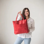 Leather Tote Bag • Personalized Tote with Zipper • Monogram Bag Purse • Leather Purse Zipper • Leather Goods Tote • Brown Leather Tote Bag