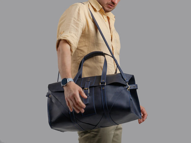 Duffle men's overnight bag, weekender bag for men, leather duffle bag, unisex bowling bag, carryon travel bag, leather handbag from stasukan