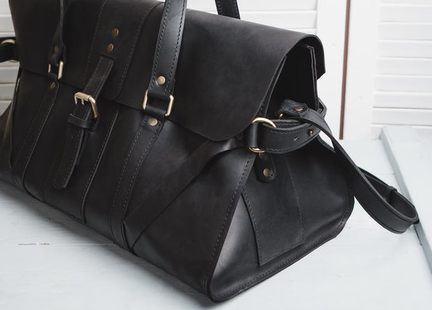 Duffle men's overnight bag, weekender bag for men, leather duffle bag, unisex bowling bag, carryon travel bag, leather handbag from stasukan