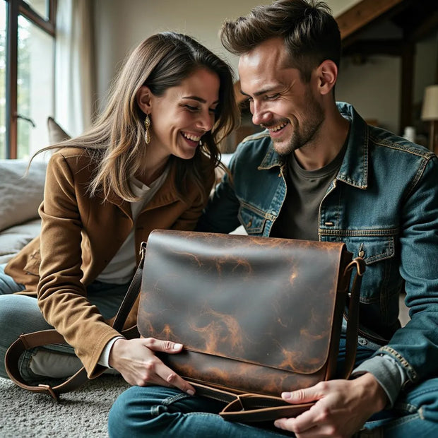 Vintage Style Messenger Bag Full Grain Leather Rustic Leather Messenger Bag for Everyday Use Messenger Bag for Students Durable Leather Bag