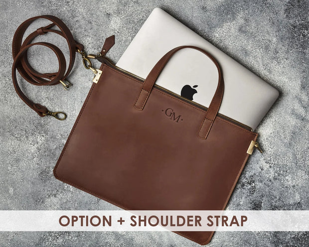 Womens Leather bag for laptop, small leather laptop bag for 13,14,15,16 inches laptops, leather laptop sleeve personalized macbook Pro