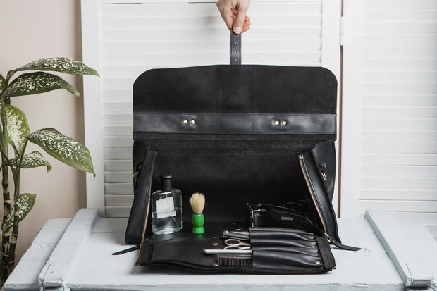 Leather work bag for barber Tool storage bag, Brush Organizer, Dopp Kit Travel Bag, Gifts for Him,