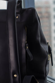 Black Leather Backpack for women and men, made with distressed genuine leather, Customizable sizes