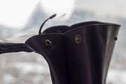 Black Leather Backpack for women and men, made with distressed genuine leather, Customizable sizes