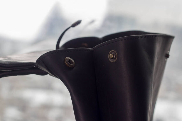 Black Leather Backpack for women and men, made with distressed genuine leather, Customizable sizes