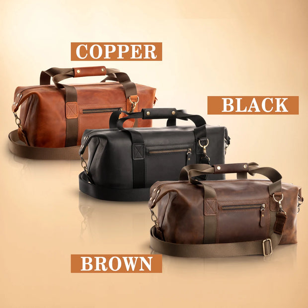 Black Color Full Grain Leather Duffle Bag | Leather Weekender Bag/Leather Holdall | Overnight Bag Men | Carryon Bag