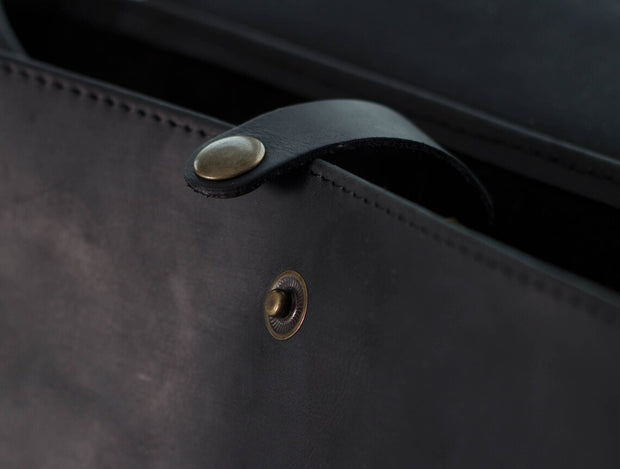 Black Leather Backpack for women and men, made with distressed genuine leather, Customizable sizes