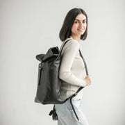 Leather backpack | Pebbled leather rucksack | Leather rolltop backpack | Womens backpack | School leather backpacks | Leather students bag