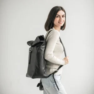 Leather backpack | Pebbled leather rucksack | Leather rolltop backpack | Womens backpack | School leather backpacks | Leather students bag