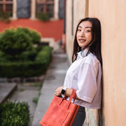 Leather mini classic tote bag | Personalization crossbody mini bag | Mini tote handbag with optional zipper, outside pocket, crossbody strap