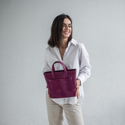 Leather mini classic tote bag | Personalization crossbody mini bag | Mini tote handbag with optional zipper, outside pocket, crossbody strap