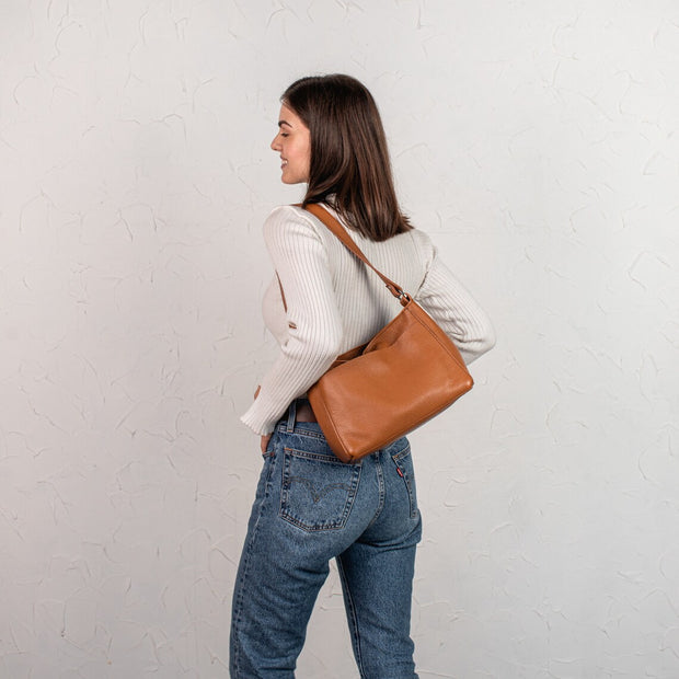 Leather Shoulder Purse | Pebbled Leather Shoulder Bag | Brown Pebbled Leather Bag | Personalization Shoulder Women Bag | Zippered Bag