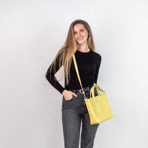 Handmade Leather Mini Tote Bag | Optional Zipper & Crossbody Strap | Versatile Small Tote Purse for Everyday Use | Personalization Bags