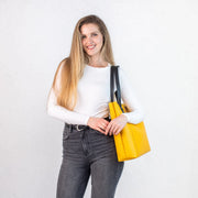 Bright Yellow Pebbled Leather Women's Tote Bag | Handmade Pebbled Leather Shoulder Bags for Everyday Use | Personalization Crossbody Tote