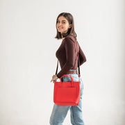 Red Leather Mini Tote Bag | Handmade Leather Mini Crossbody Tote Bags | Leather Mini Shoulder Tote Bag | Leather Mini Everyday Use Tote Bag