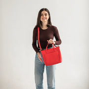 Red Leather Mini Tote Bag | Handmade Leather Mini Crossbody Tote Bags | Leather Mini Shoulder Tote Bag | Leather Mini Everyday Use Tote Bag