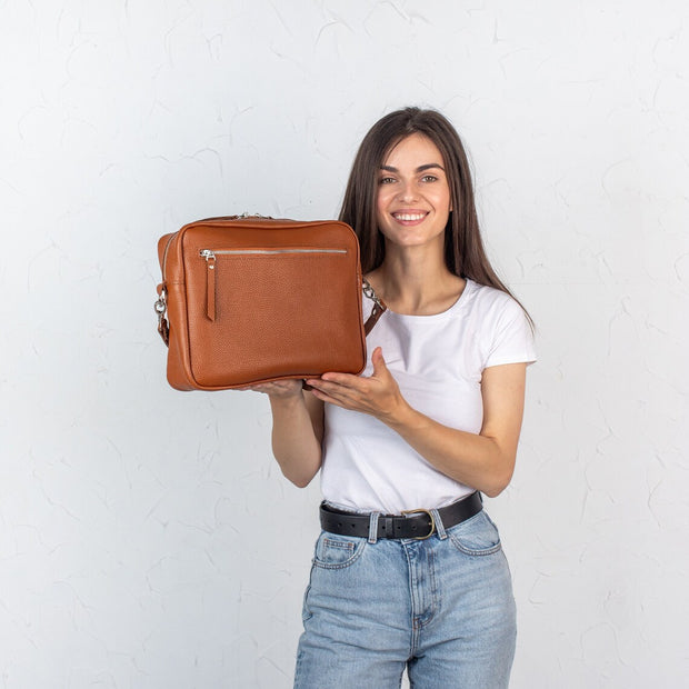 Genuine Pebbeld Leather Crossbody Bag for Everyday Use | Handmade Leather Crossbody Purse with Zipper | Personalization Leather Shoulder Bag