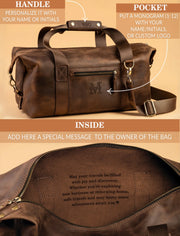 Black Color Full Grain Leather Duffle Bag | Leather Weekender Bag/Leather Holdall | Overnight Bag Men | Carryon Bag
