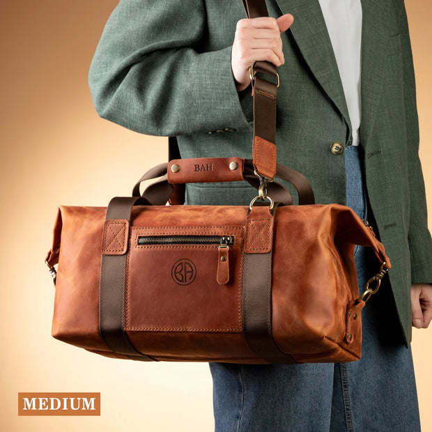 Black Color Full Grain Leather Duffle Bag | Leather Weekender Bag/Leather Holdall | Overnight Bag Men | Carryon Bag