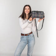 Leather Plaid Crossbody Bag | Handcrafted Leather Womens Bag | Leather Crossbody Festival Bag | Leather Crossbody Purse for Everyday Use