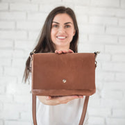 Small Leather Crossbody Bag • Distressed Leather Bag • Leather Shoulder Bag • Brown Leather Purse With Shoulder Strap • Handmade Crossbody