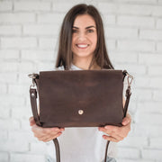 Small Leather Crossbody Bag • Distressed Leather Bag • Leather Shoulder Bag • Brown Leather Purse With Shoulder Strap • Handmade Crossbody