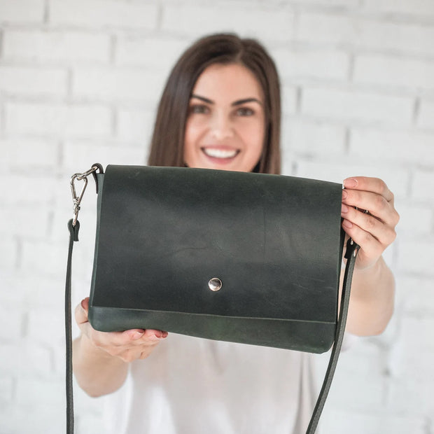 Small Leather Crossbody Bag • Distressed Leather Bag • Leather Shoulder Bag • Brown Leather Purse With Shoulder Strap • Handmade Crossbody